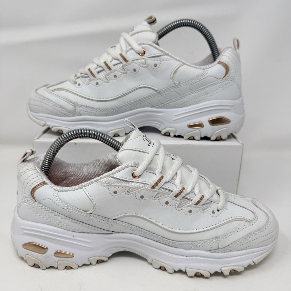 Skechers D'Lites Fresh Start Womens Size 8.5 White Rose Gold Running Shoes 11931 - Picture 2 of 10
